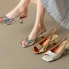 French Simple Rear Empty Fish Mouth High Heels Temperament Thin Medium Heel Thin Heel Sandals Women's Summer 2025 New