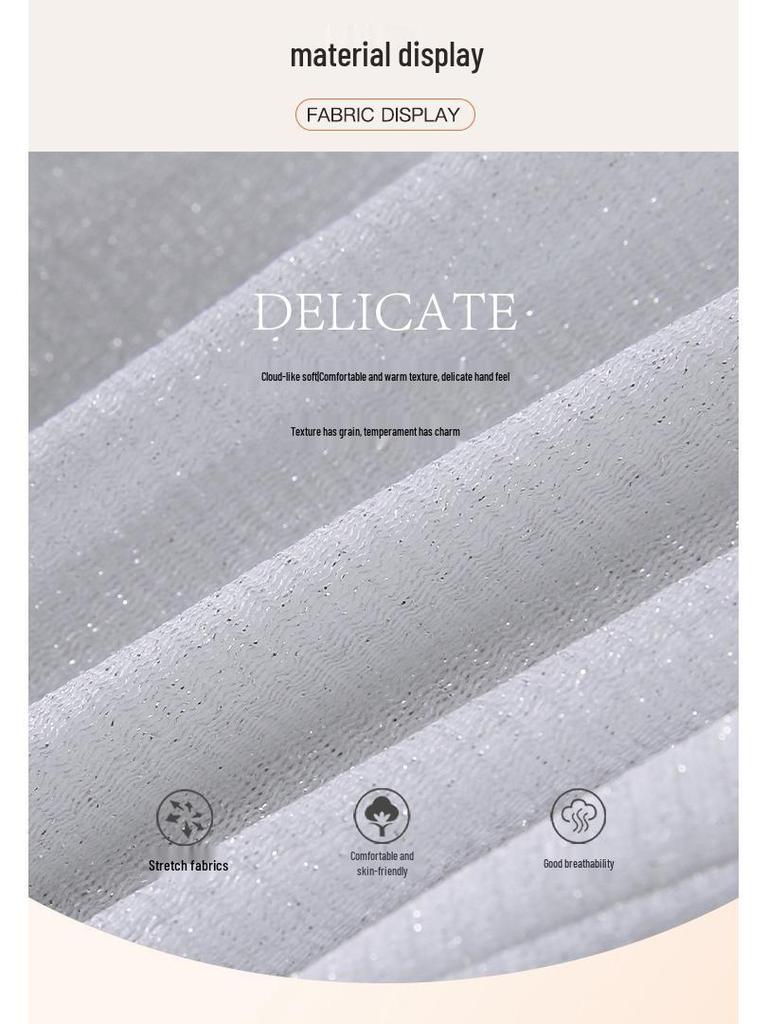 Блузка с V-образным вырезом из люрексовой сетки с длинными рукавами - Женская приталенная модель для весны/осени