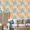 Cream, peach and sea green ink wallpaper for living room and bedroom 50x1000