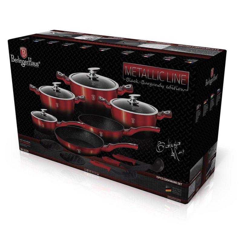 Набор кастрюль Berlinger Haus Metallic Black Burgundy Line 15 Эле Bh-1632