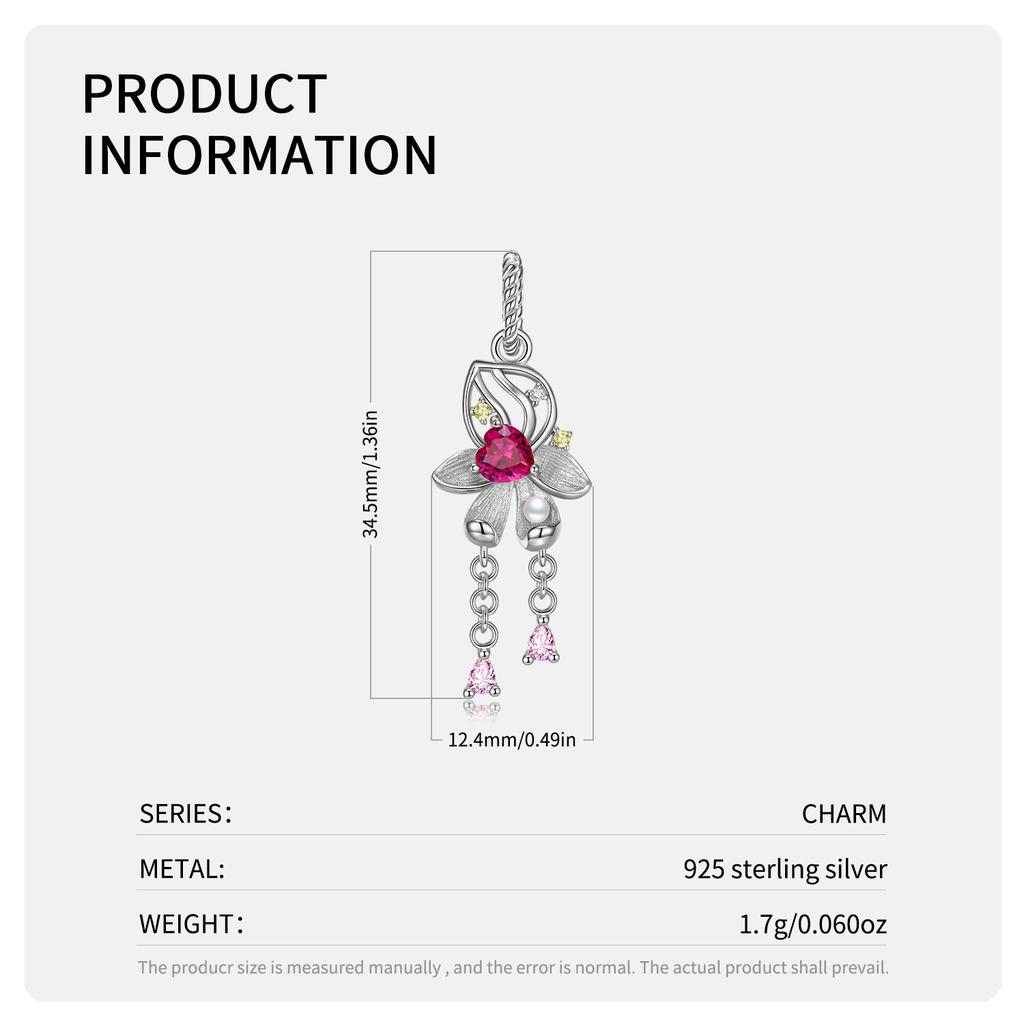 Elegant 12 Birth Flowers Charm Pendant Authentic 925 Sterling Silver Zirconia Beads for Women Fine Jewelry Charm Bracelets Christmas Flower Pendant