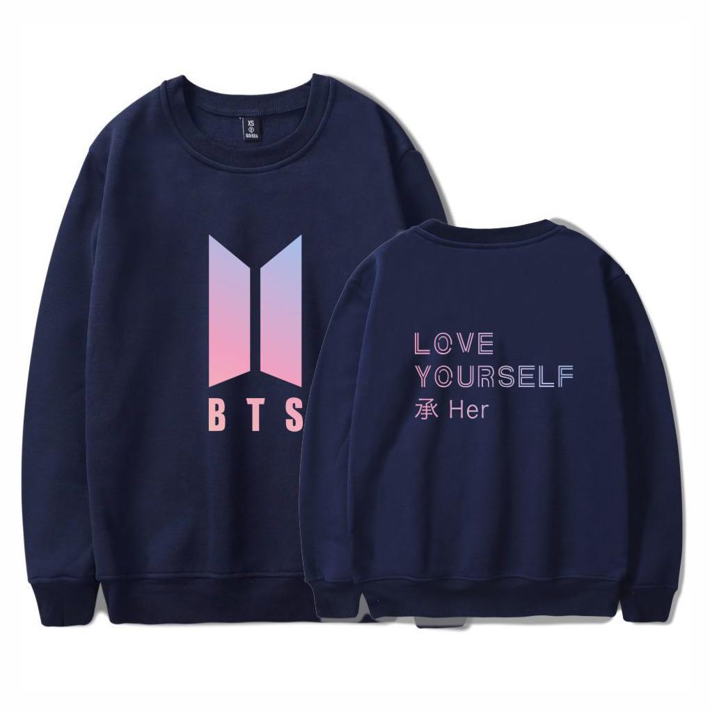 Толстовка BTS с принтом и флисовой подкладкой для фанатов-подростков