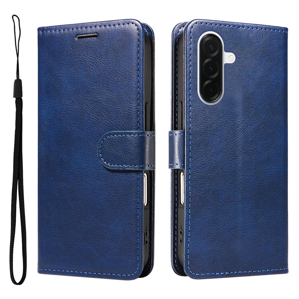 For Samsung Galaxy A37 5G Leather Wallet Case with Strap Solid Color Phone Stand Cover