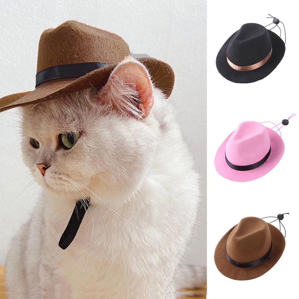 Pet Hat Dog Cat Western Cowboy Hat Halloween Pet Outdoor Caps Funny Retro Photo Prop Dog Accessories Doll Decor Pet Products