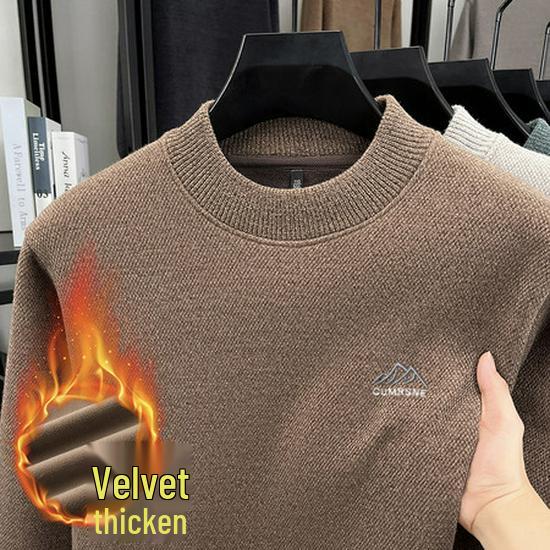 Men's Velvet Thick Winter Knit Chenille High-Collar Sweater