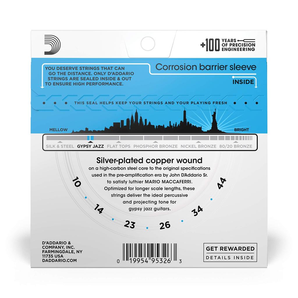 Струны для гитары в стиле цыганский джаз D'Addario EJ83L, Комплект, Легкие, .010-.044