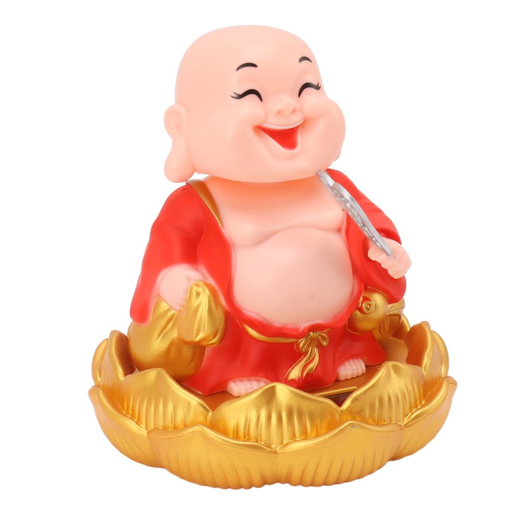Solar Buddha Statue Solar Nodding Maitreya Car Ornament Decoration Shaking Head Toy for Wealth and