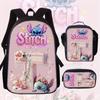 Digital Print Stitch Pink Backpack Cartoon Anime Elementary School Bag Lightweight Large Capacity