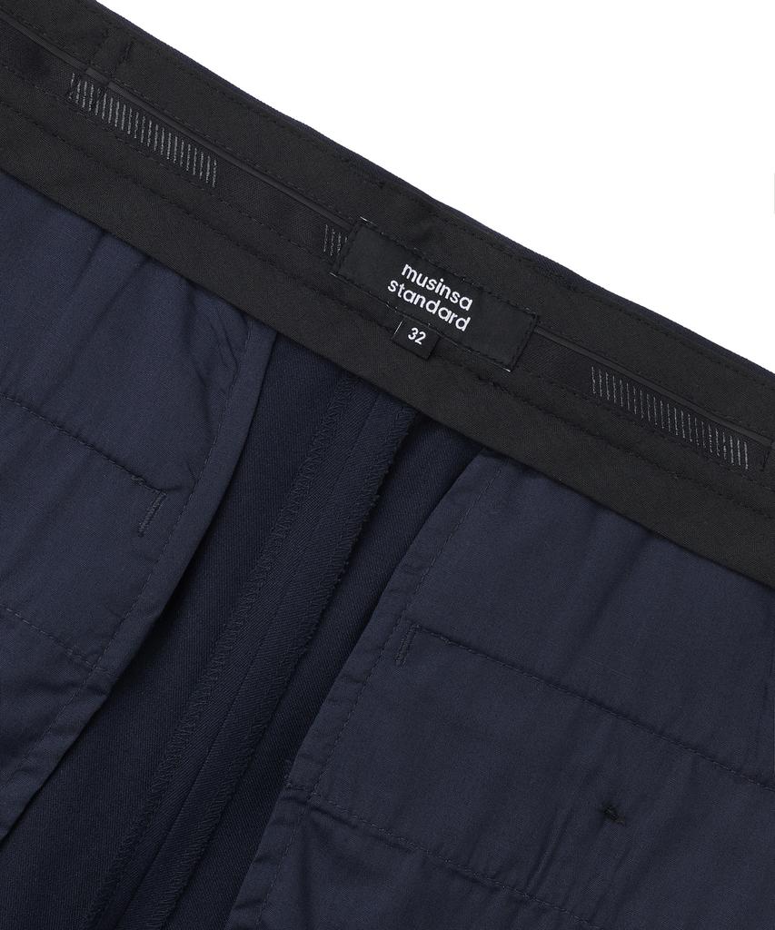 MUSINSA STANDARD Relaxed Tapered Hidden Banding Crop Slacks [Navy]