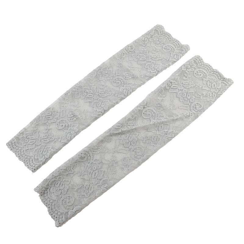 Women Summer Lace Sunscreen Arm Sleeve Breathable Mesh Lace Sleeves Cover Long Fingerless Driving Gloves