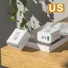 65W GaN Travel Charger EU Plug Dual USB C + USB A Port Fast Charging Wall Adapter Compact Charger for Phone Laptop Tablet