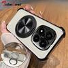 Вращающийся на 360 градусов магнитный кронштейн Чехол для телефона для Xiaomi Redmi Note 15 Pro Plus 15C 15 4G 5G Прозрачная противоударная накладка с гальваническим покрытием