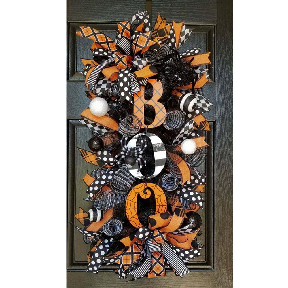 2022 Halloween Decoration Wreath Pumpkin Front Door Halloween Party Hanging