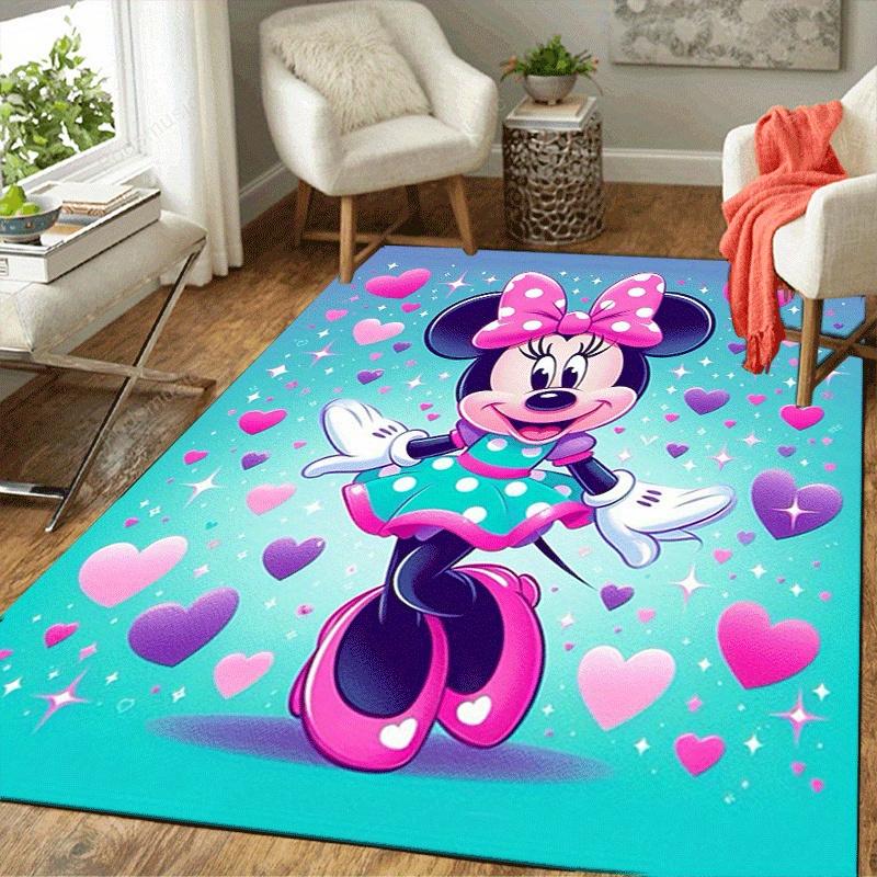 1pc Pretty Minnie Pattern Area Rug Soft Flannel Floor Mat for Living Room,Office,Bedroom and Carpet,Sofa Coffee Table Floor Mat