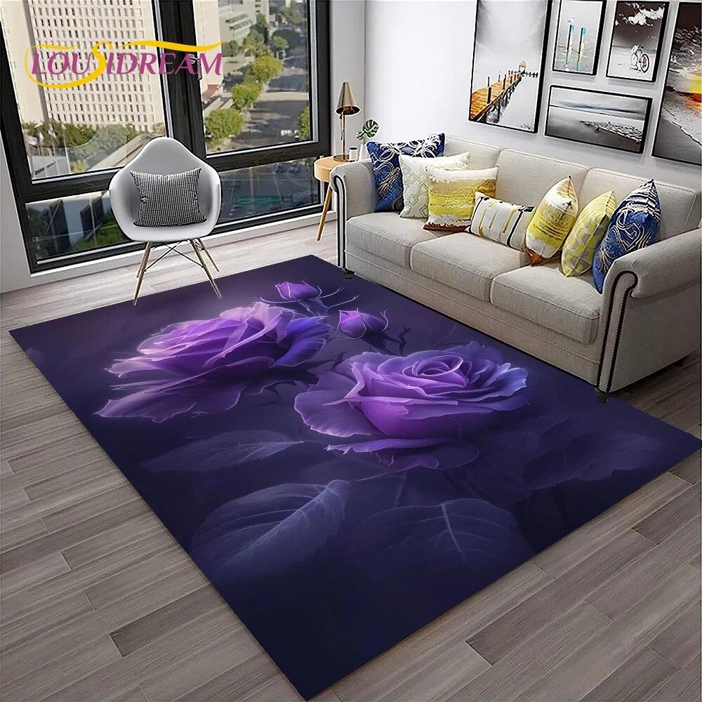 Ковер в скандинавском стиле с розой и цветами любви для дома, гостиной, спальни, дивана, коврика, декор, детский игровой коврик, нескользящий напольный коврик