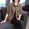 Spring New Commuter Long Sleeve Shirt Women's Casual Skinny Versatile Middle-aged Mom Large Size Polo Collar Top