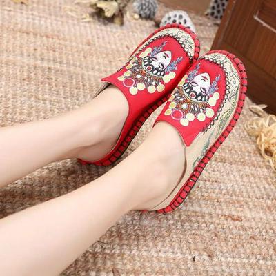 Женские этнические вышитые балетки - Тканевые туфли Старого Пекина с дизайном лица призрака