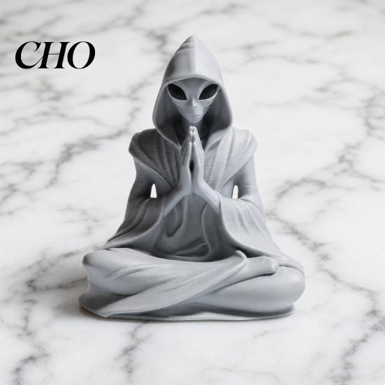 Уникальное настольное украшение, 3D-печатная статуэтка инопланетянина в позе медитации, Дзен-украшение для рабочего стола, Милая фигурка инопланетянина для комнаты киберспорта, для дома