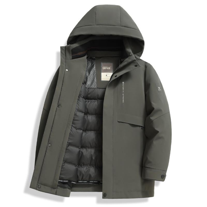 Пуховик зимний новый стиль средней длины с капюшоном утолщенный съемный подклад пуховик