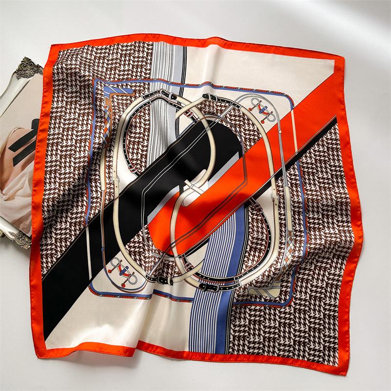 Новый принт 70*70 см шелковый квадратный шарф женский шейный платок женская повязка на голову фуляр сумка лента повязка на голову женский хиджаб бандана шарфы