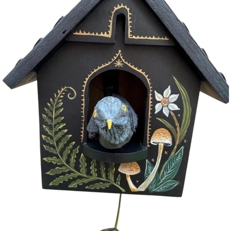 Kinetics Birdhouse Wall Art Decors with Rotating and Swaying Bird Creating Moving Shadows for Magically Room Ambiances Decors