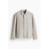 H M Textured sHirt Regular Fit ligHt Blue Striped