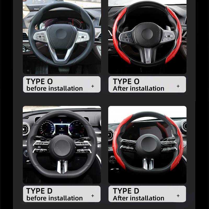 1 пара автомобильных чехлов на руль из углеродного волокна, авто универсальный чехол на руль, автомобильные аксессуары, противоскользящий интерьер