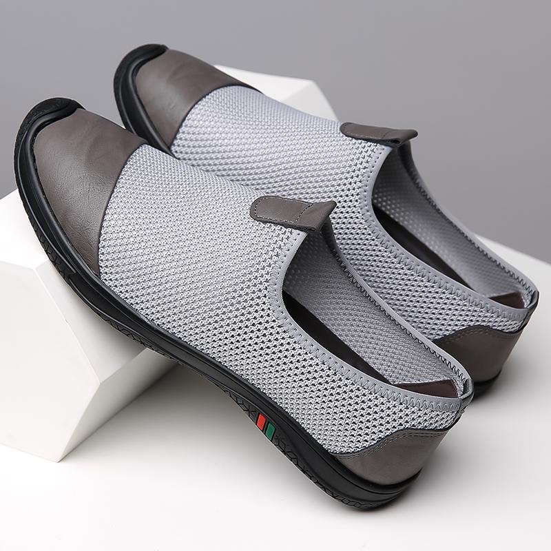 Новые полые кроссовки мужские дышащие сетчатые балетки легкие повседневные прогулочные туфли мужские туфли для вождения без застежек лоферы ручной работы