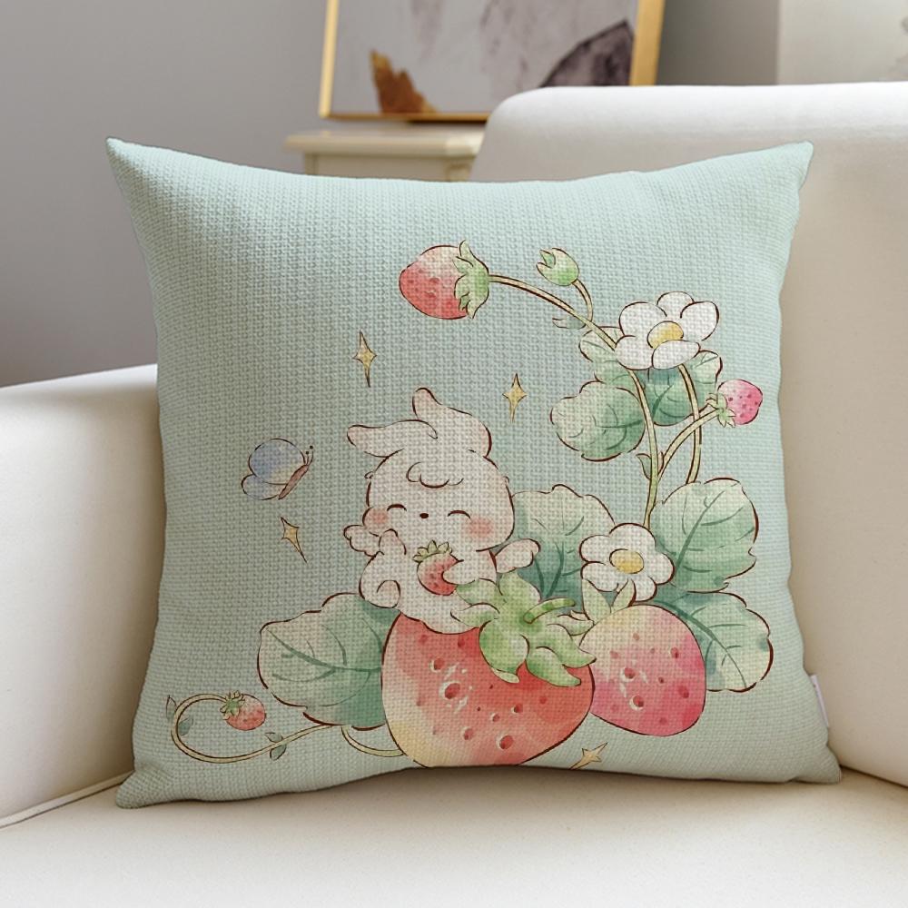 Lovely RRose AngeBunnyS Cushion Cover Breathable and skinfriendly linen pillowcase square removable and washable cushion