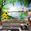 Настенные обои 3d Природный пейзаж Озеро Настенная живопись Гостиная Спальня Диван Телевизор Домашний декор 3d Настенная роспись