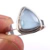 Кольцо из чистого серебра 925 пробы с натуральным аквамарином, размер 7, S5k62