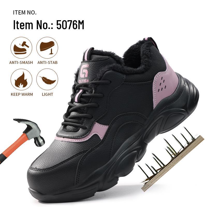 Women's Winter Work Boots: Anti-Smash, Anti-Puncture, Velvet-Lined, Wear-Resistant, Comfortable Safety Shoes for Construction Sites