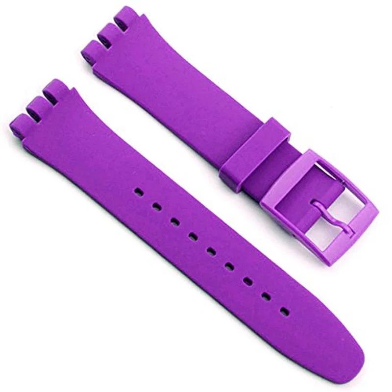 Водонепроницаемый силиконовый ремешок для часов Swatch, мягкий резиновый браслет, сменный ремешок для мужчин и женщин, 16/17/19/20 мм, аксессуары