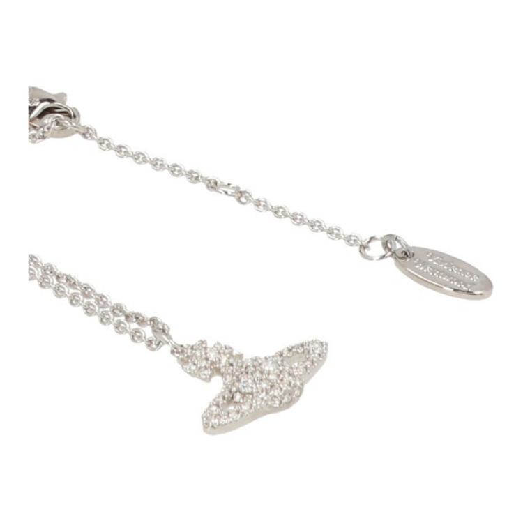 Vivienne Westwood Grace Full Diamond Saturn Pendant Necklace Women necklace Silver 6302009202P116CNP116