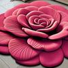 Floral Floor Mat Non-Slip Absorbent Bathroom Rug 3D Realistic Flower Pattern Floor Rug