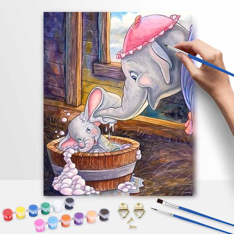 Disney Масляная живопись Дамбо ванна ручная работа DIY арт-картина домашний декор произведение искусства