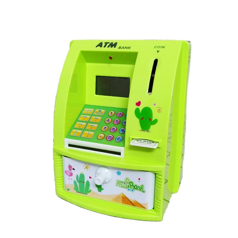 Electronic Piggy Bank Toy for Kids ATM Inspired Money Safe Box Made of Plastic Rectangular Shape for Saving Money BankCoins