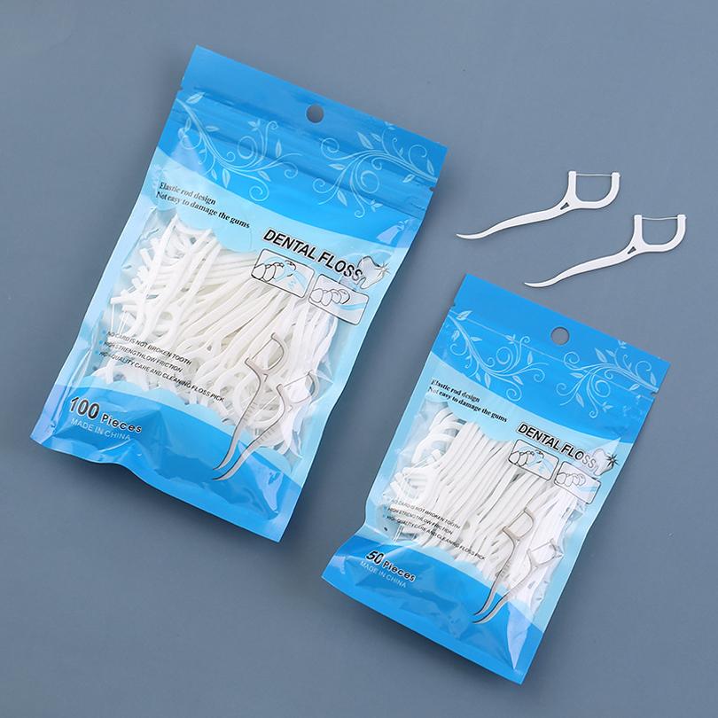 50pcs/100pcs flossing high tensile toothpicks, ultra-fine dental floss, interdental cleaning stick