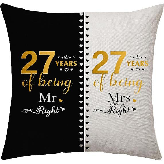 3rd Anniversary Throw Pillow Cover Gifts for 3 Years of Marriage Couples Valentines Day Gifts for Her Him Husband Wife 3rd Wedding Anniversary