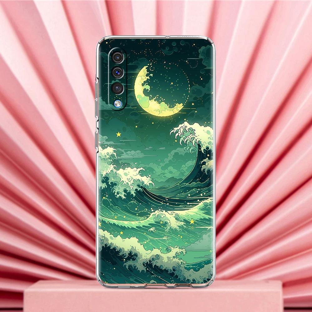 Чехол для телефона Samsung A56 A36 A26 A24 A16 A14 A12 A32 A50 A70 A22 A40 A34 A54 A42 A52 5G A04s A06 Обложка Луна Облако Комиксный Стиль