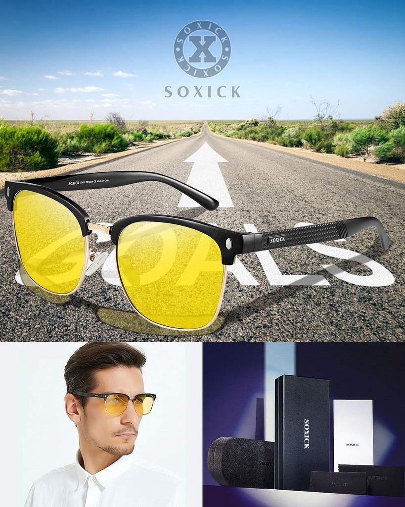 Солнцезащитные очки для ночного вождения Drive Polarized Lens Yellow Sports Night Driving Glasses Night Driving Night Driving Sunglasses SO8989C1 Men's
