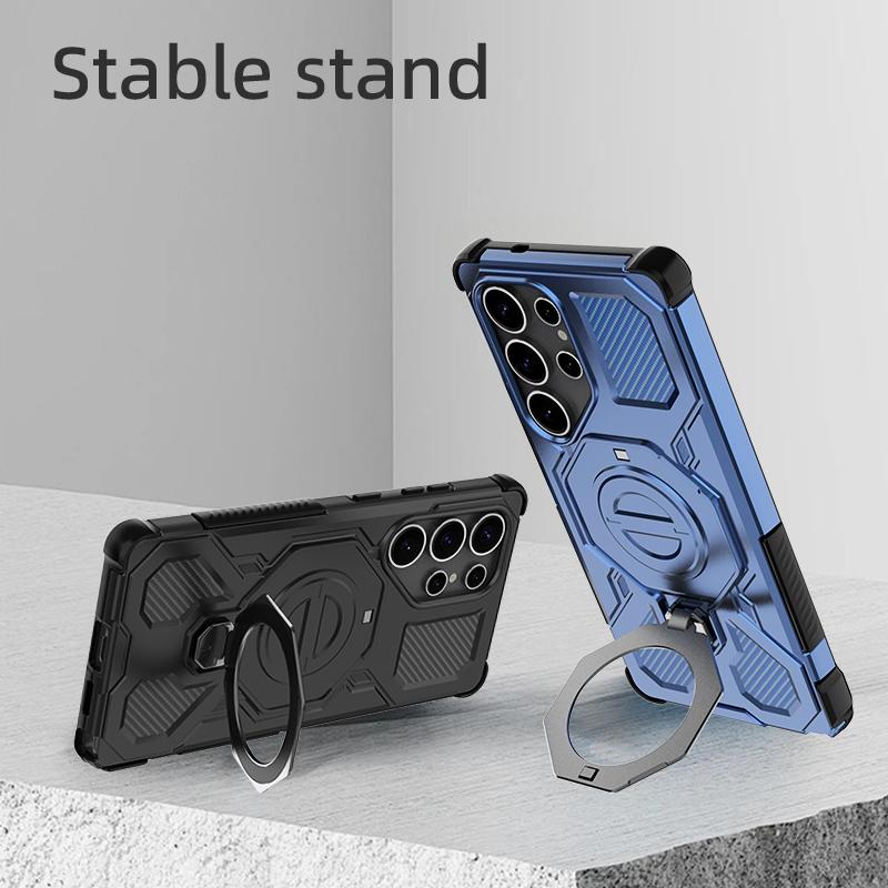 KEYSION Противоударный магнитный чехол для Samsung S25 Ultra 5G S25+Plus с вертикальной живой металлической кольцевой подставкой, чехол для телефона Galaxy S25 Edge