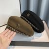 New Chain Beret Hat For Women Cap Winter Retro Brown Black Artist Flat Fashion Lady Girls Vintage Cap Star Style