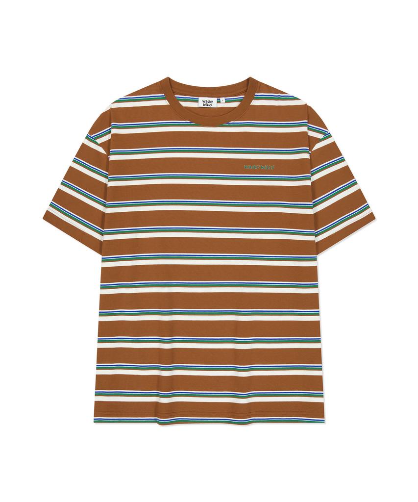 WACKY WILLY Multi-Stripe Short Sleeve T-Shirt Brown