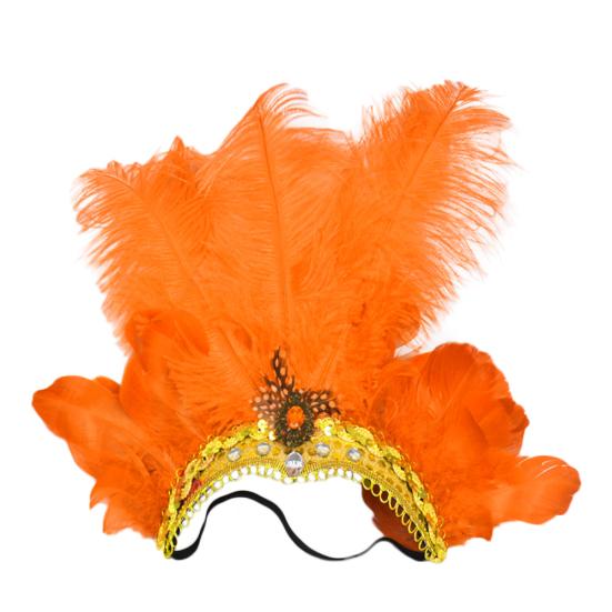 Women Sequins Rhinestone Feather Headband Show Halloween Dancing Party Headpiece