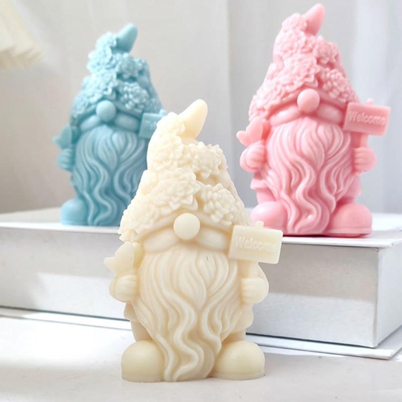 4Pcs Dwarf Santa Decoration 3D Candle Moulds  Candle Epoxy Mold Handmade   Wax Soap Molds for Decorations