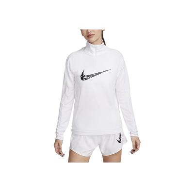 Футболка с длинным рукавом и логотипом Swoosh, повседневная, с влагоотводящей подкладкой, с застежкой-молнией на половину длины, женская, белая FN2637-100