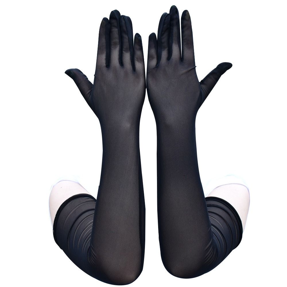 Mesh Long Gloves & Mittens Seamless Driving Gloves Halloween Summer Thin Gloves Women