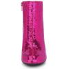 Allegra K Women's Round Toe Sequin Block Heel Ankle Boots, Hot Pink, Size 24.5cm