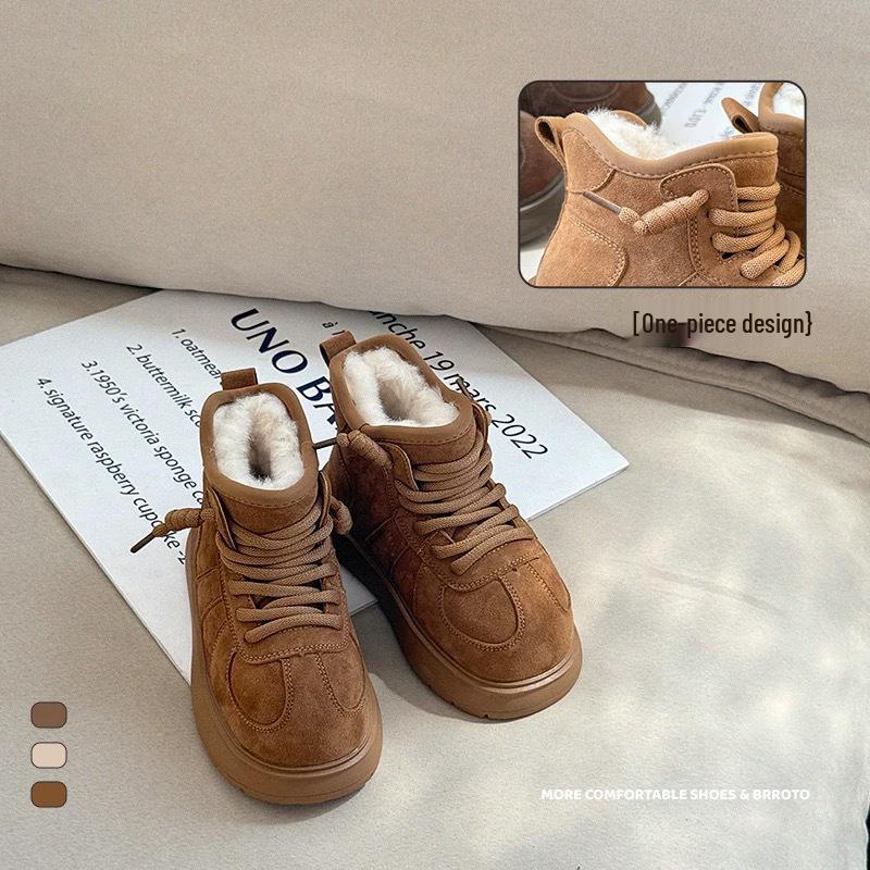 2025 Зимние плюшевые утепленные детские сноубутсы - Теплые, Универсальные, Нескользящие, Хлопковые ботинки на мягкой подошве